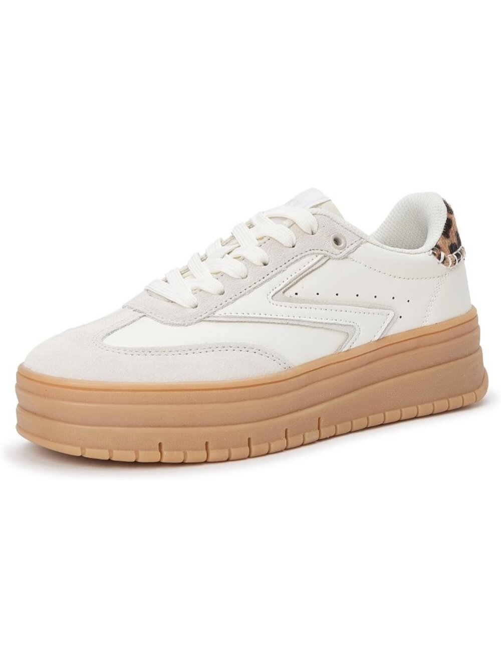 🆕Women's All White Platform Sneakers Gum Thick Sole Tennis Walking Shoes